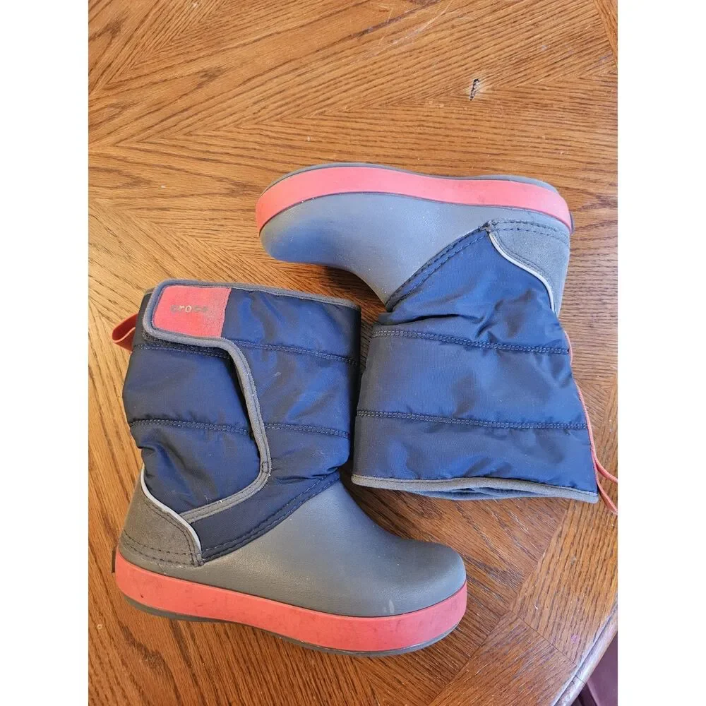 Crocs Kids Lodgepoint Blue Red Gray Snow Boots - Size‎ 12 Winter